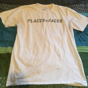 Places + Faces White Grey Reflective Tee Medium